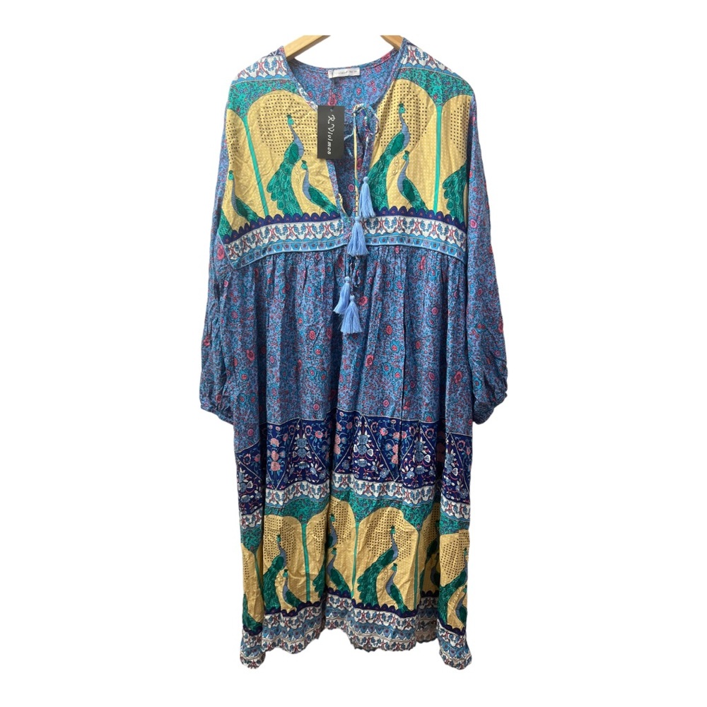 Bohemian Blue and Yellow Maxi Dress